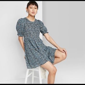 Short Sleeve Smocked Top Tiered Dress fits like M